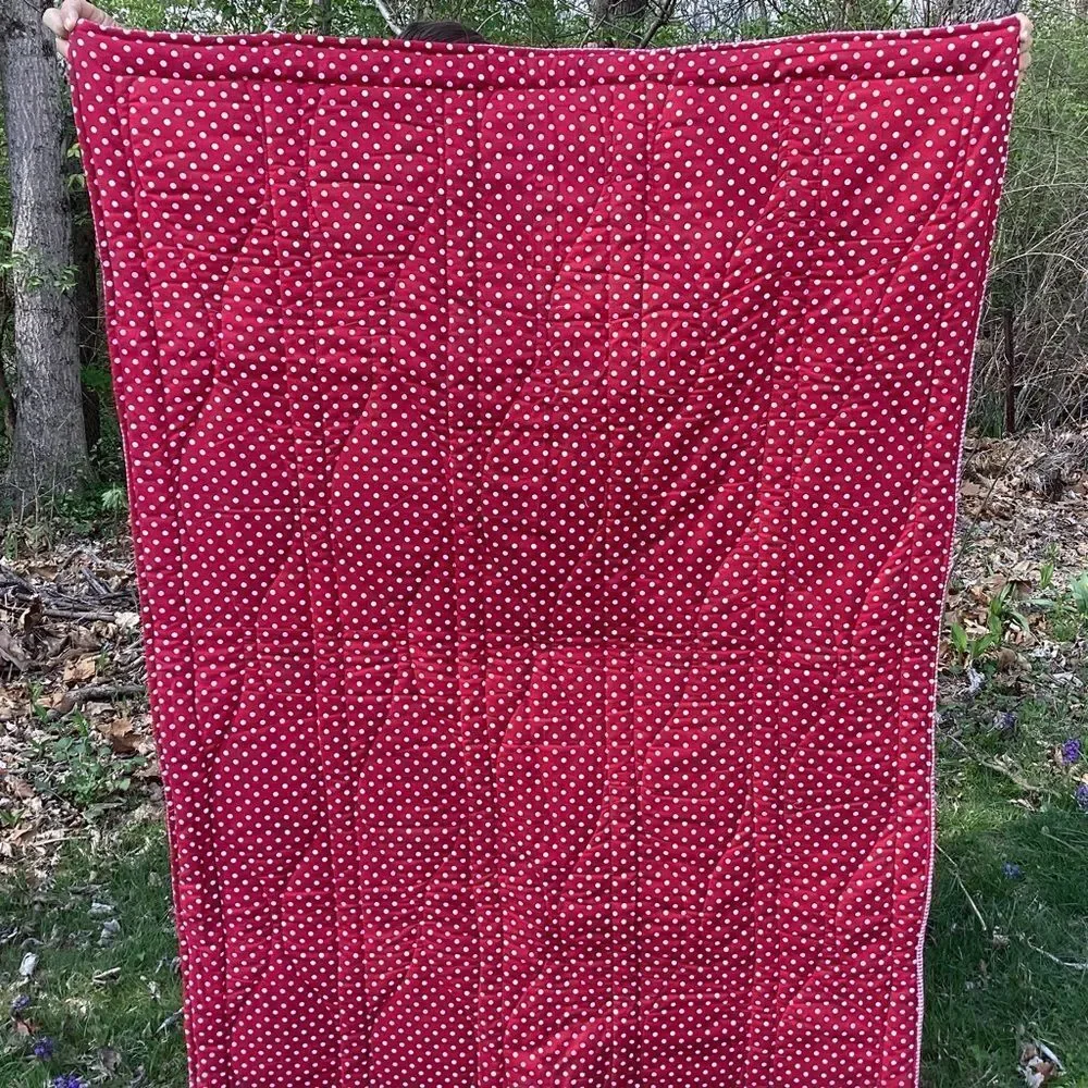 NWT Hand Crafted “Red Coins” Quilt